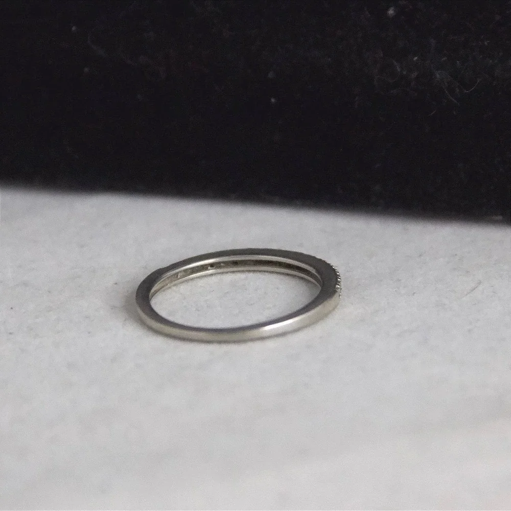 Sterling Silver 925 Cubic Zirconia Half Eternity Stackable Band Ring Size 8